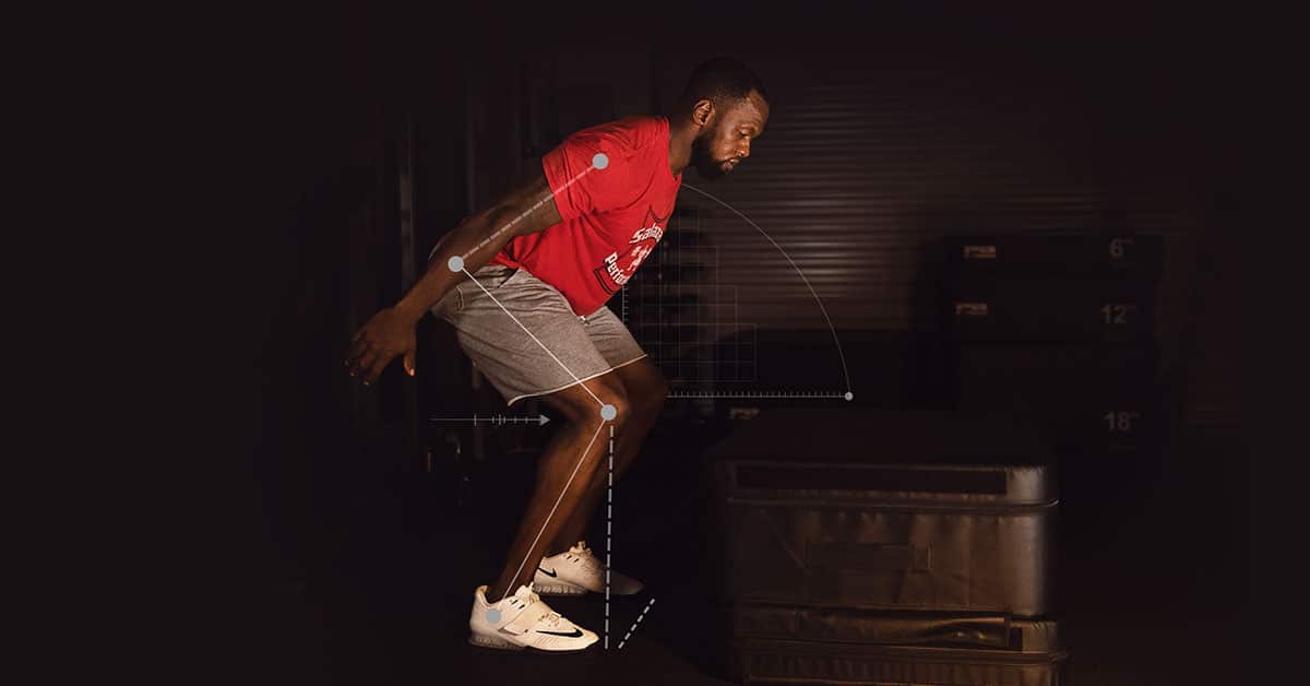 athlete preparing to do a box jump