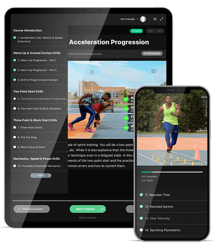 Sprinting Drills Alpha course on phone and tablet.