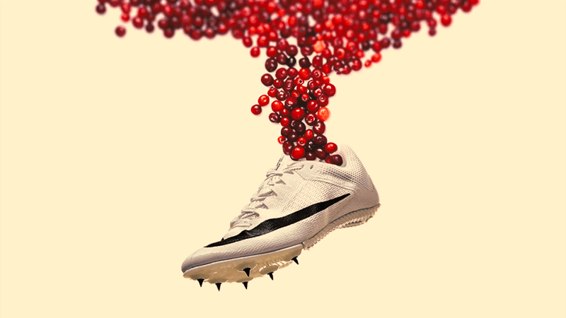 cranberries pouring into a track spike
