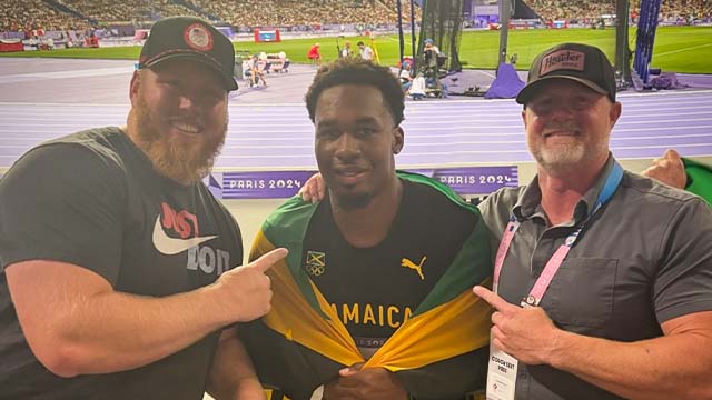 Outperform coach John Newell with Ryan Crouser and olympic record holder in discus Rojé Stona Olympics 2024