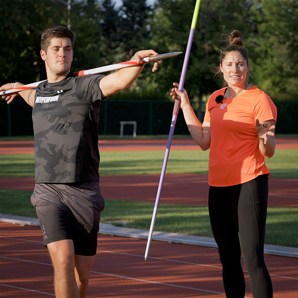 javelin training technique, approach drills on the track